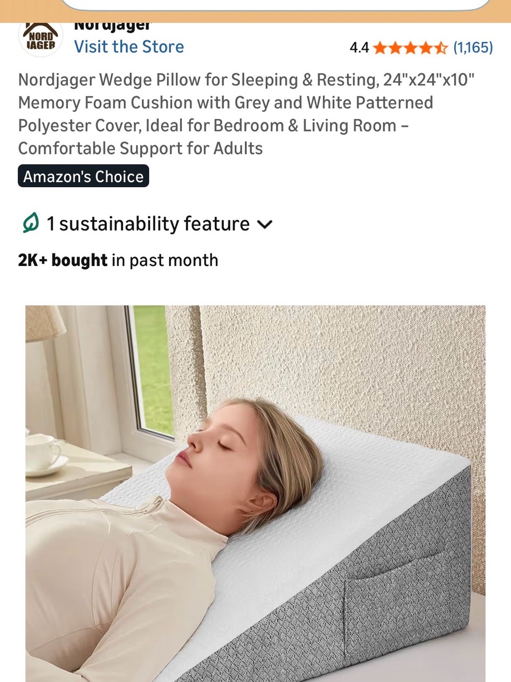 Gray & White Wedge Pillow - Memory Foam Support